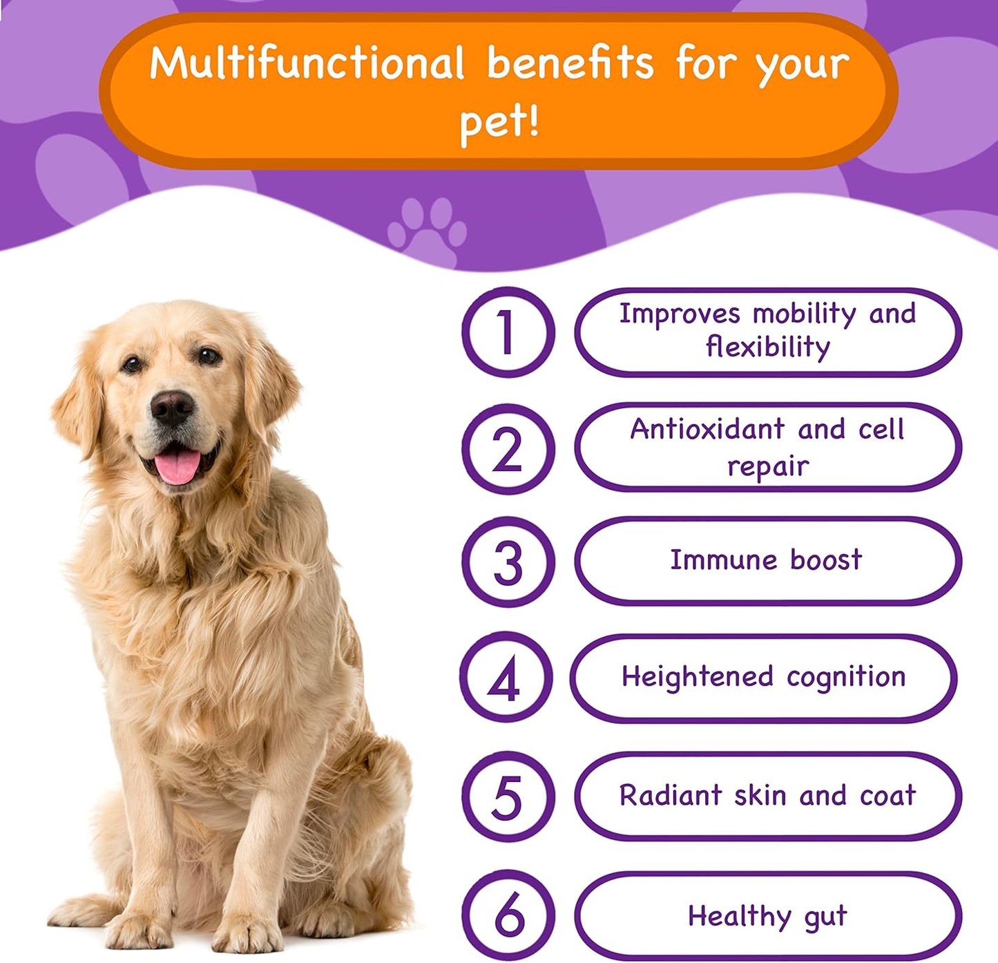 Pawpuk Paws Dog Supplements with Silymarin, Green Lipped Mussel, Glucosamine, MSM, Salmon Oil, Probiotics, Co-Q10, NMN - Immune & Gut Support, UTI Prevention, Radiant Skin & Coat
