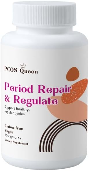 PCOS Queen Hormone Balance Supplement for Irregular Periods - Vegan Formula to Support Menstrual Cycle & Skin Health