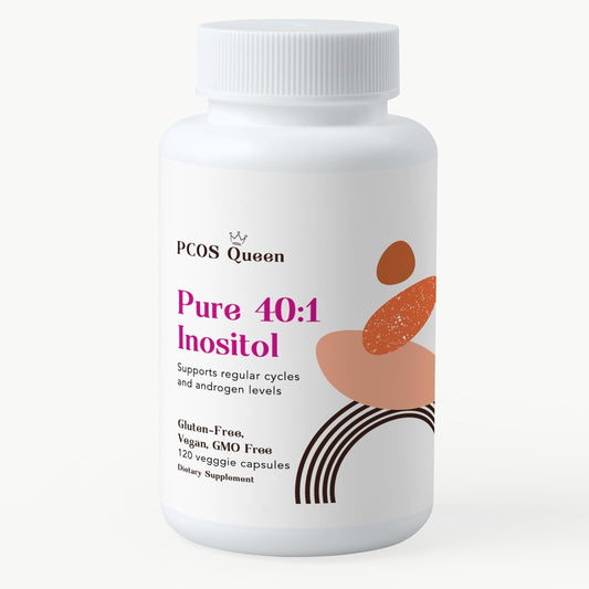 PCOS Queen Inositol Supplement for Women - Myo + D-Chiro Inositol Blend - Supports Fertility, Skin, and Menstrual Health - 1 Bottle