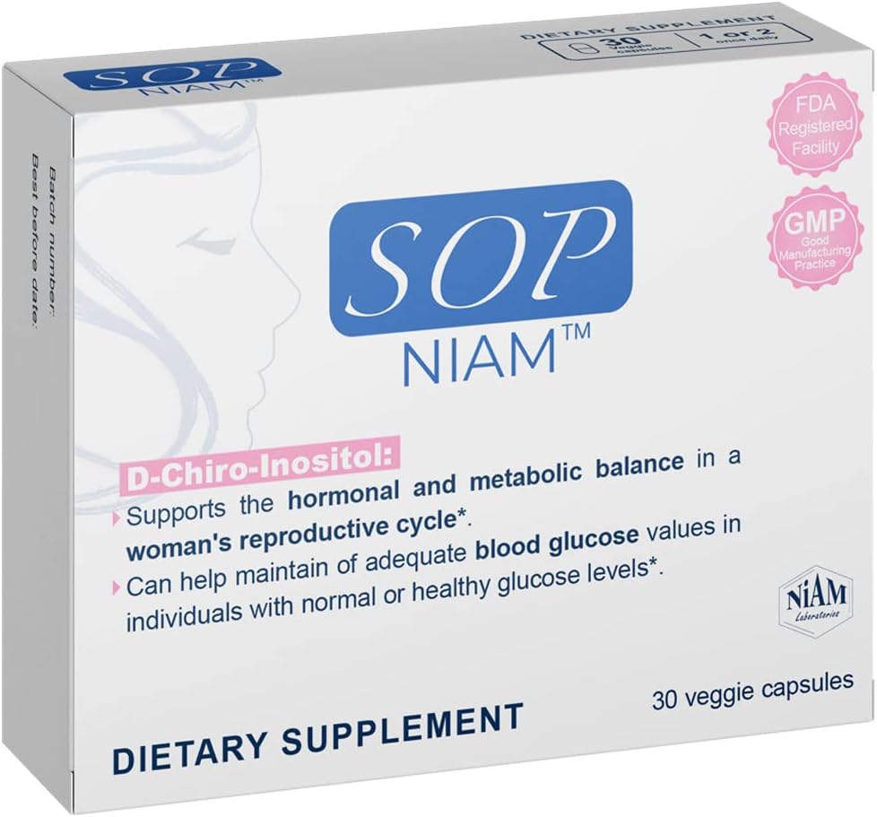 PCOS SOP NIAM - 30 Capsules with D-Chiro Inositol, Vitamins, and Minerals for Managing PCOS