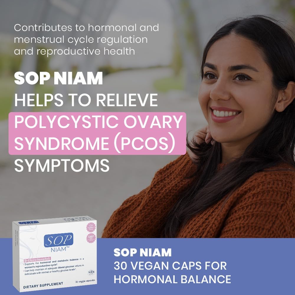 PCOS SOP NIAM - 30 Capsules with D-Chiro Inositol, Vitamins, and Minerals for Managing PCOS
