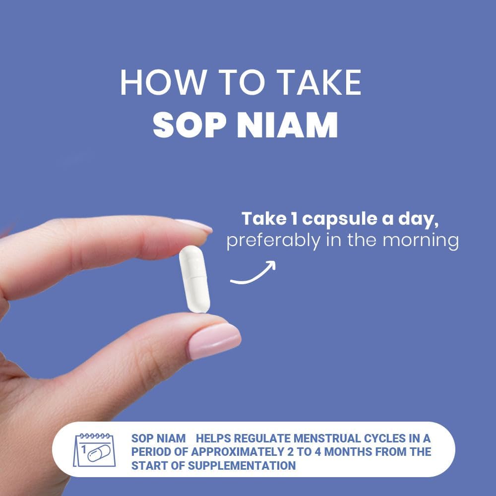 PCOS SOP NIAM - 30 Capsules with D-Chiro Inositol, Vitamins, and Minerals for Managing PCOS