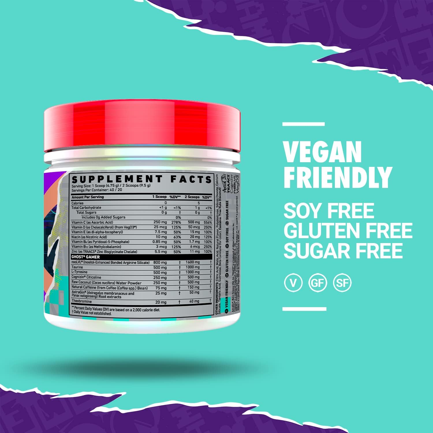 Peach Energy and Focus Support Formula - 40 Servings - Nootropics & Natural Caffeine for Attention, Accuracy & Reaction Time - Vegan & Gluten-Free