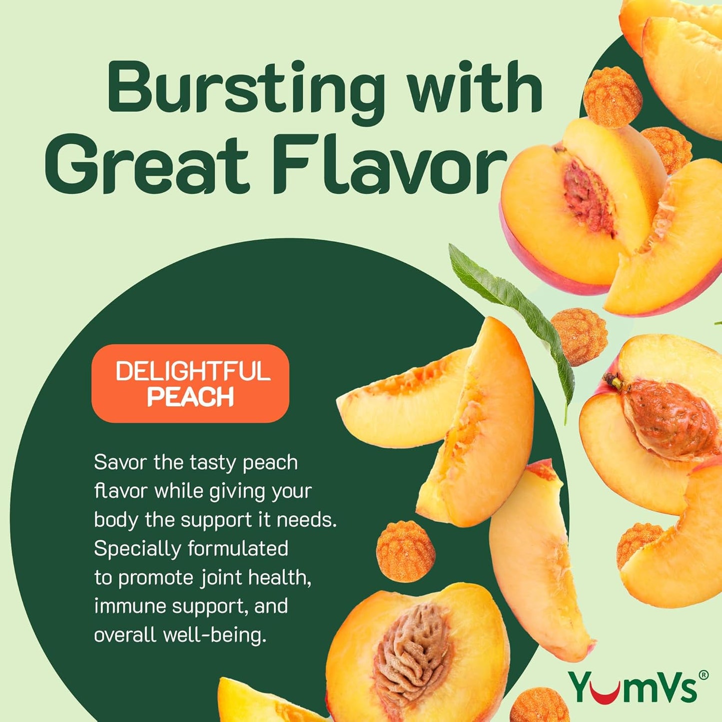 Peach Flavored Turmeric Gummies with Ginger, Piperine, and Black Pepper - Gluten-Free Vegetarian Supplement by Yum-V's