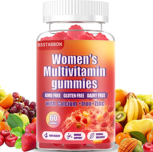 Peach Flavored Women's Multivitamin Gummies with 6 Essential Vitamins and Minerals for Skin, Hair, Energy, and Immune Support (60 Count)