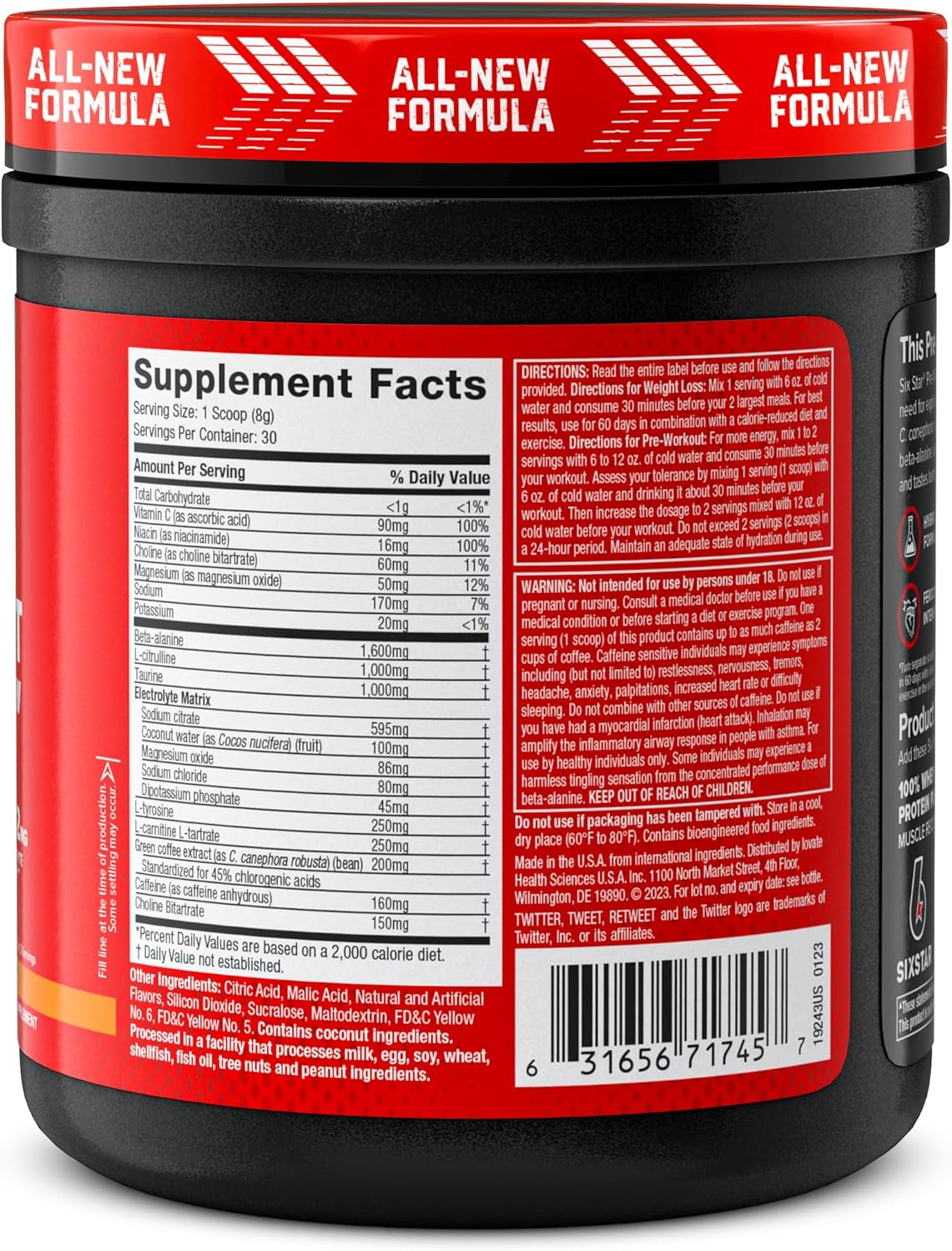 Peach Mango Pre-Workout Energy Powder Supplement - Six Star Preworkout Explosion for Men & Women - 30 Servings with Creatine & Beta Alanine - Sports Nutrition