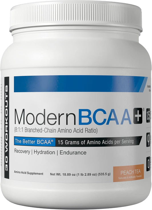 Peach Tea BCAA Powder Drink Mix for Muscle Recovery - 30 Servings, Essential Amino Acid Supplement