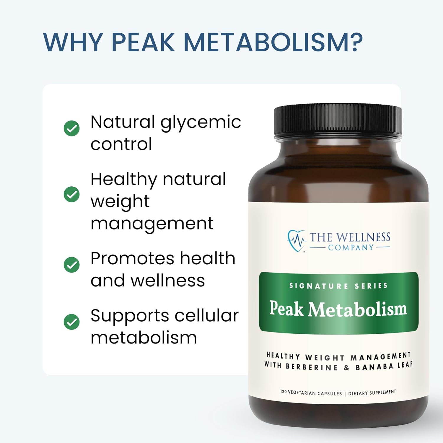 Peak Metabolism Capsules - Natural Glycemic Control for Weight Loss - Vegan & Gluten Free - Supports Healthy Glycemic Levels