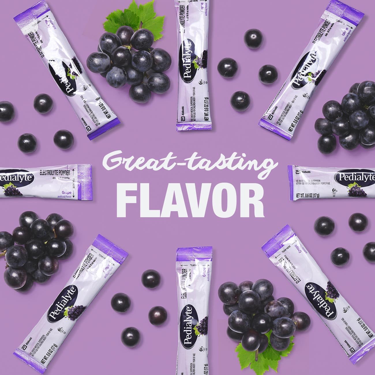 Pedialyte Grape Electrolyte Powder Packets - 6 Single-Serving Packets for Hydration