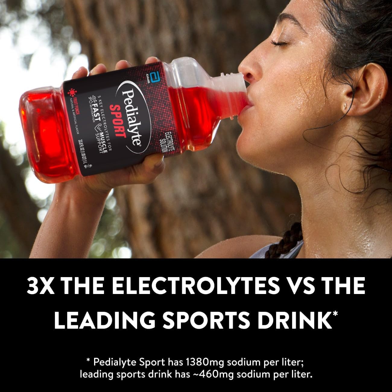 Pedialyte Sport Electrolyte Drink, Fruit Punch, 1 Liter, Pack of 4 for Fast Hydration & Muscle Support During Exercise