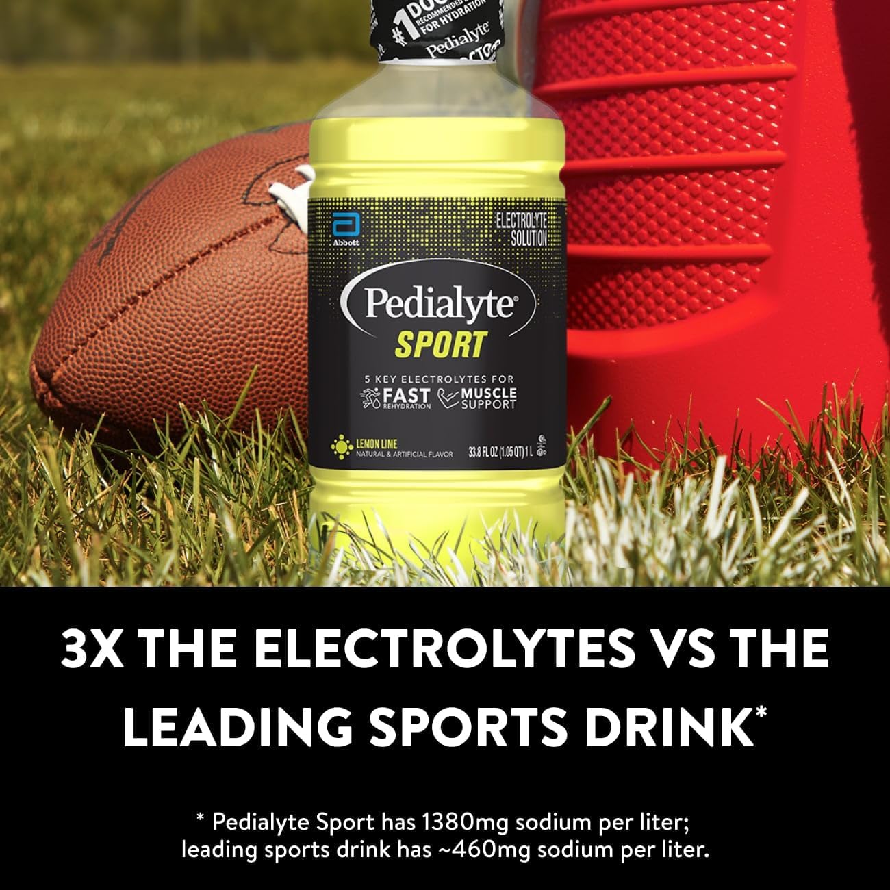Pedialyte Sport Electrolyte Solution - Hydrate Fast with 5 Key Electrolytes - Lemon Lime, 1 Liter Bottle