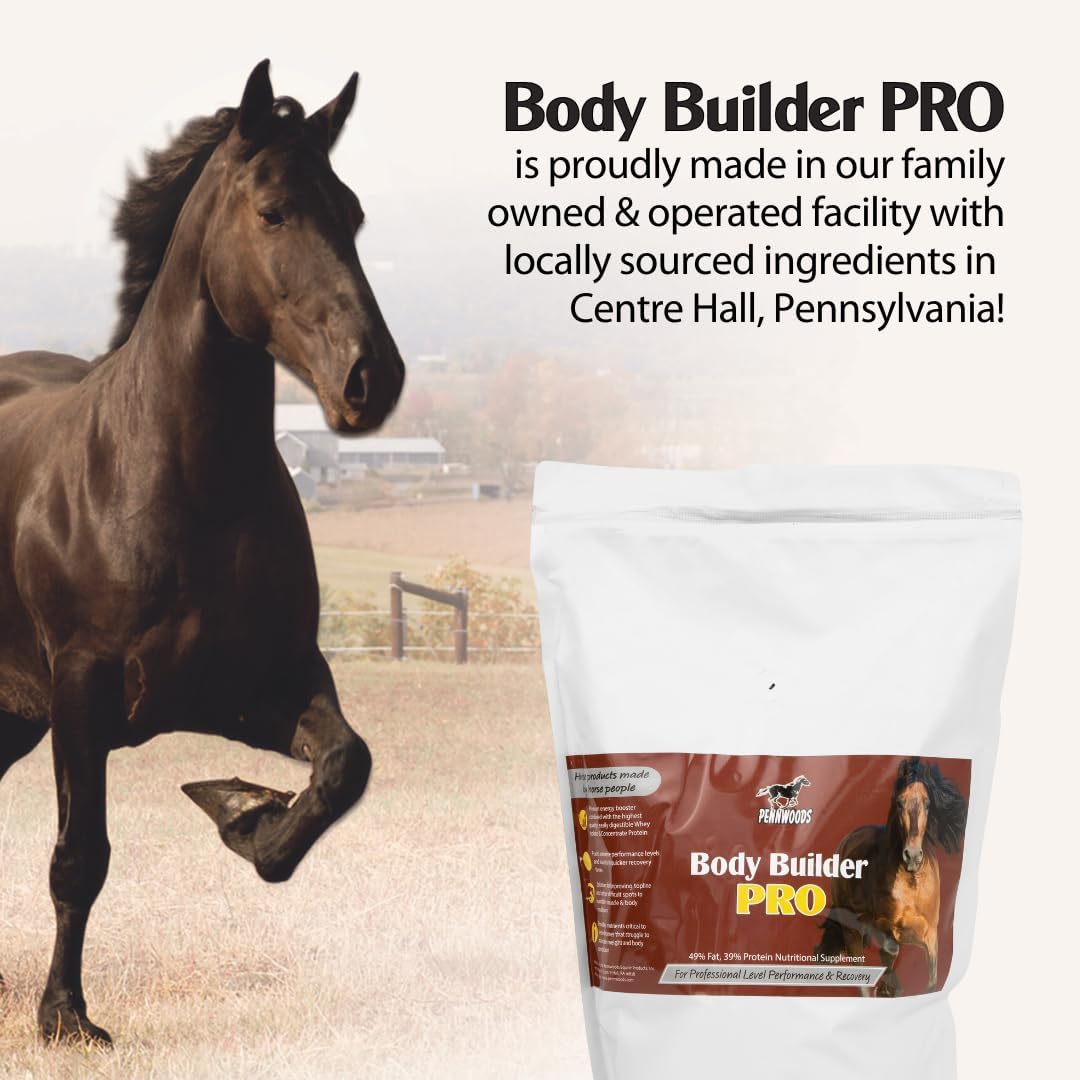 Pennwoods Body Builder Pro: Premium Horse Weight Gain Supplement with High Fat Energy Booster - 4lb Bag