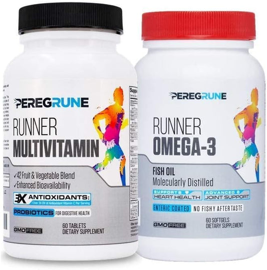 PEREGRUNE Runner Multivitamin & Omega 3 Bundle - 1 Month Supply for Health & Recovery
