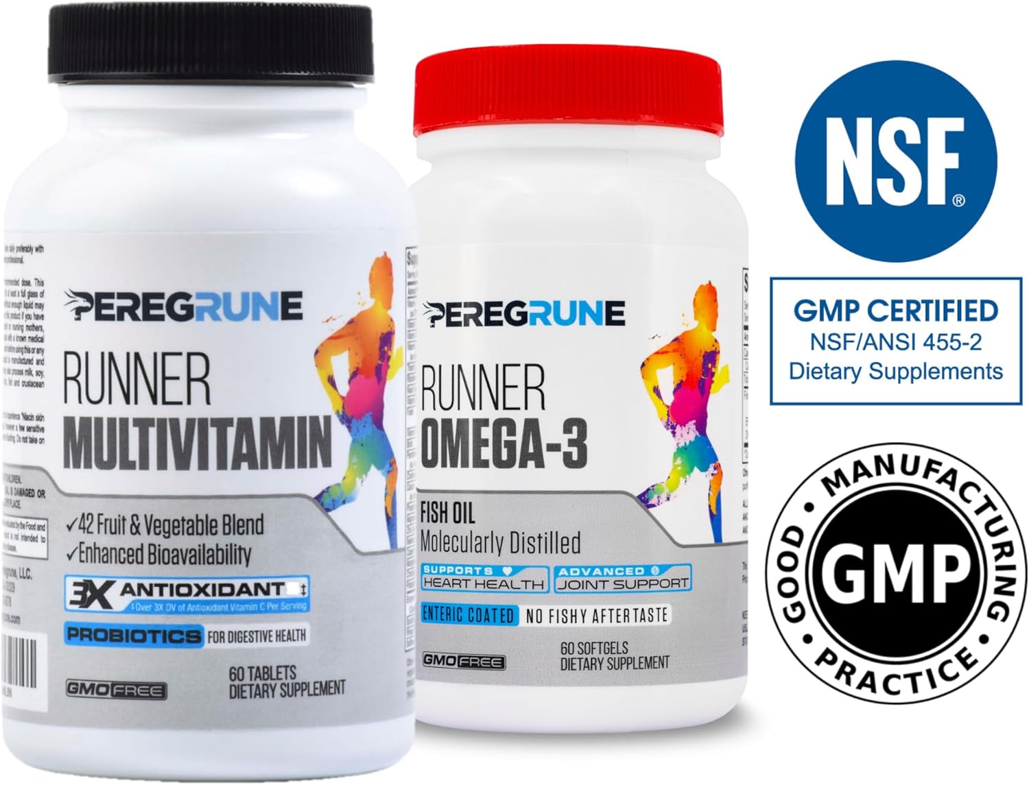 PEREGRUNE Runner Multivitamin & Omega 3 Bundle - 1 Month Supply for Health & Recovery
