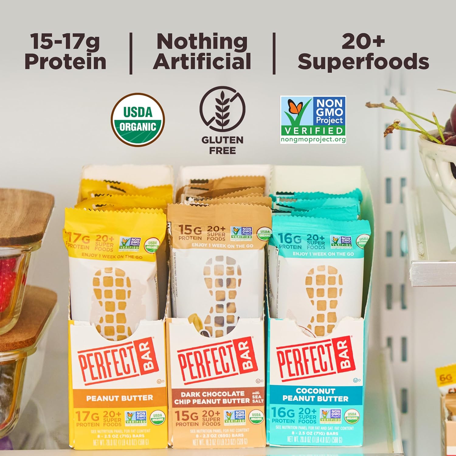 Perfect Bar Original Peanut Butter Lover's Variety Bundle, 8 Count, 2.2 - 2.5 Ounce Bars