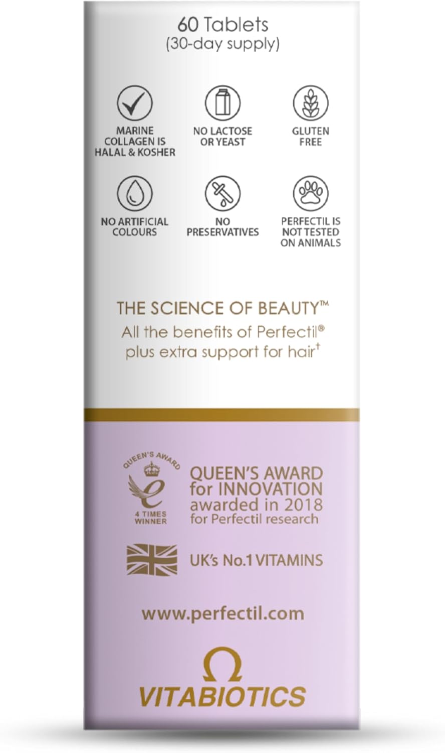 Perfectil Vitabiotics Multivitamin for Hair Growth and Thickening | Supports Healthy, Thicker Hair with Vitamin D, E, Collagen, Biotin | Hair Health Supplement