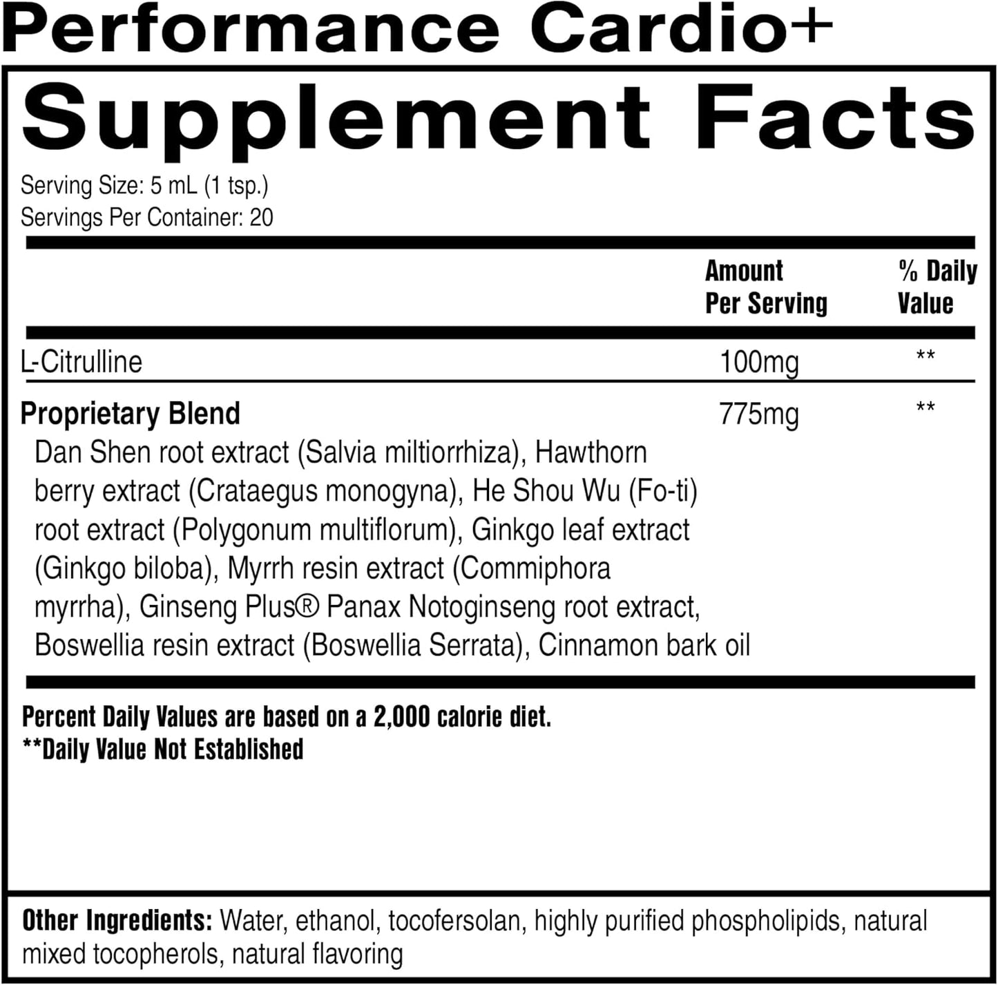 Performance Cardio+ Herbal Supplement for Blood Circulation & Brain Health with Hawthorn Berry, He Shou Wu, & Ginseng Extract - 3.38 oz