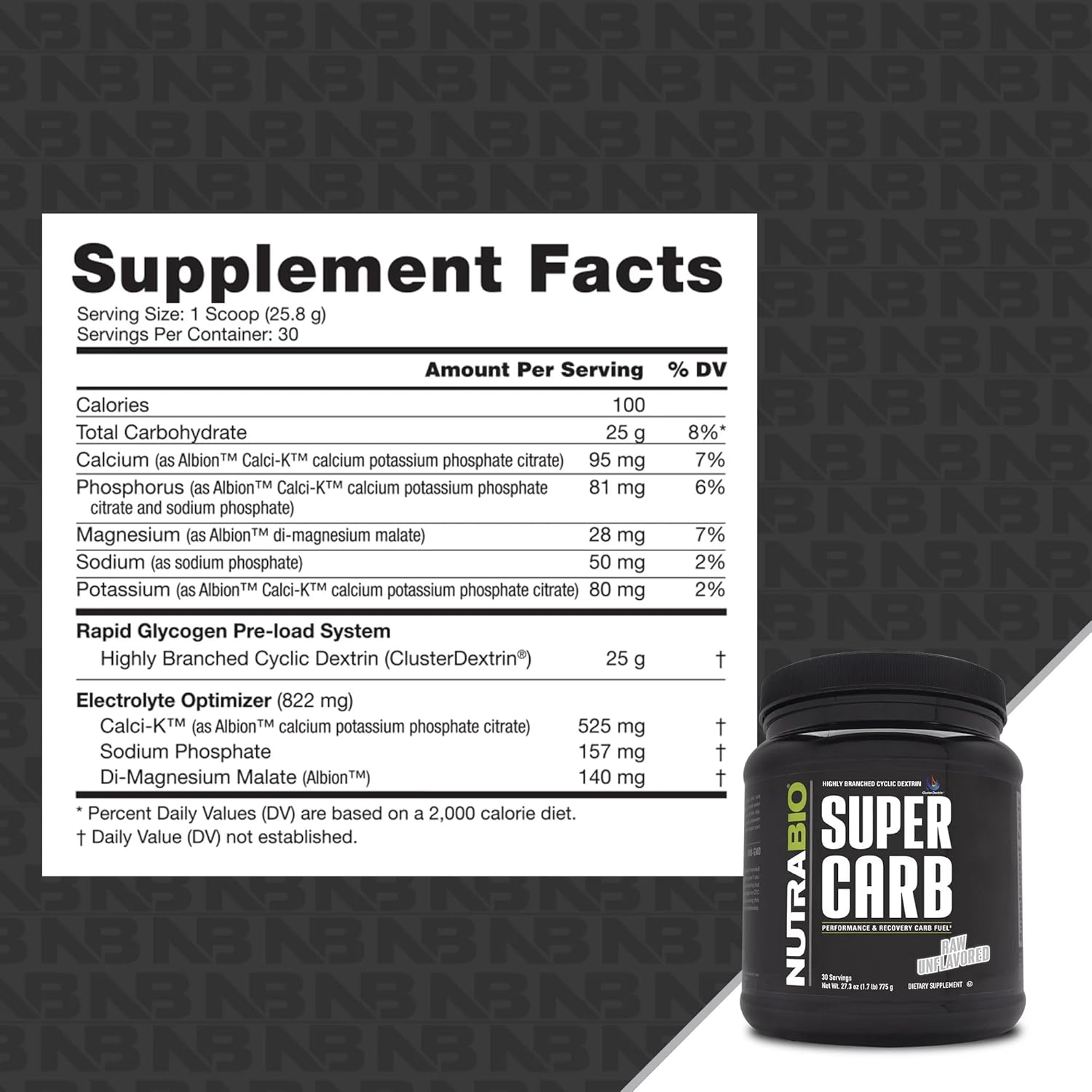 Performance-Enhancing Cluster Dextrin Carb Supplement with Electrolytes - Unflavored Powder for Muscle Recovery - 30 Servings