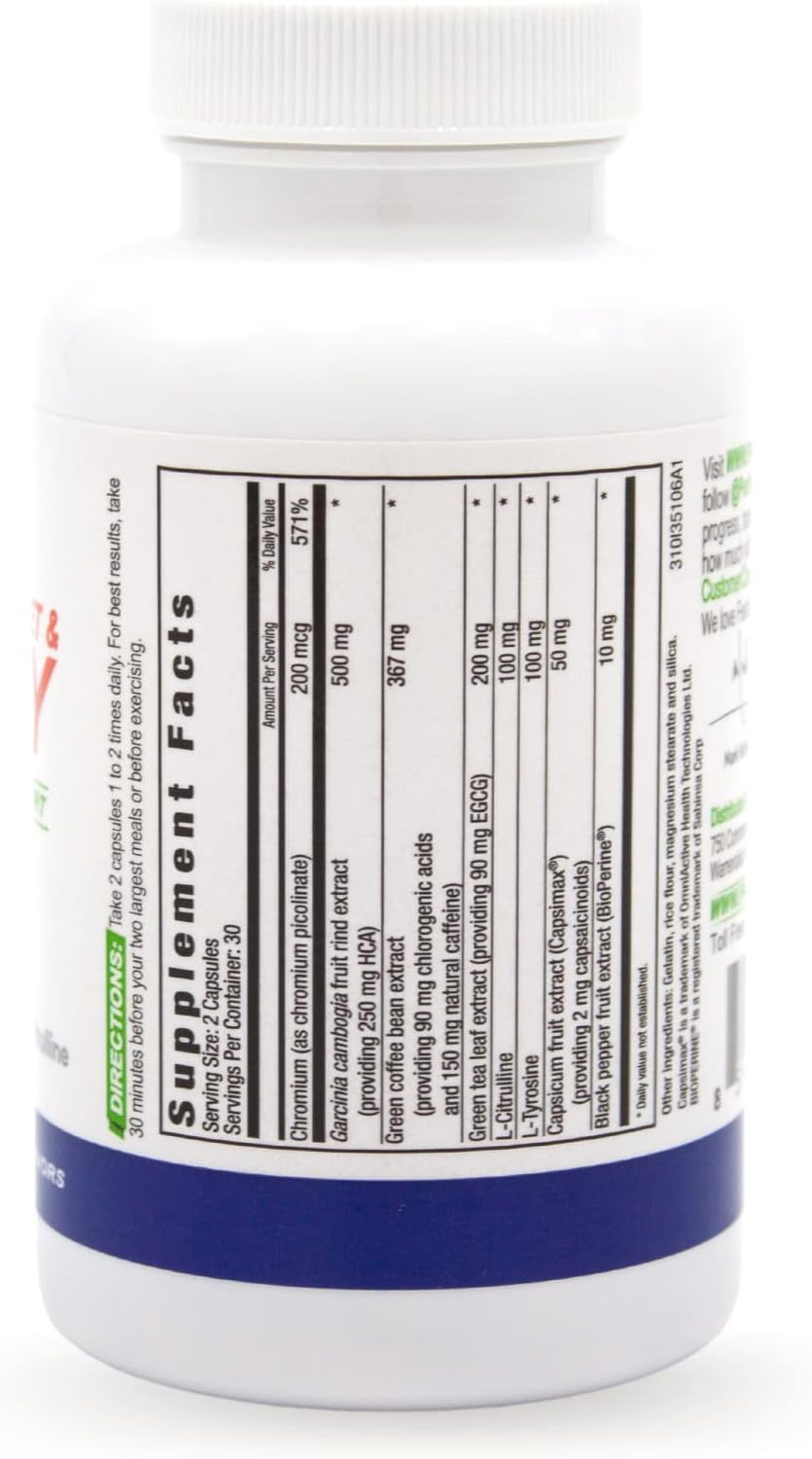 Performance Inspired Nutrition Diet and Energy Supplement - 60 Capsules for Weight Loss and Focus Boost