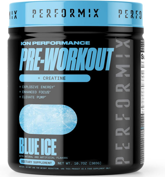 PERFORMIX ION Pre Workout Supplement: Boost Pump, Energy, & Endurance - 200mg Caffeine, Creatine, Nitric Oxide, Beta Alanine - Amino Acids - No Crash or Jitters - Blue Ice - 30 Servings