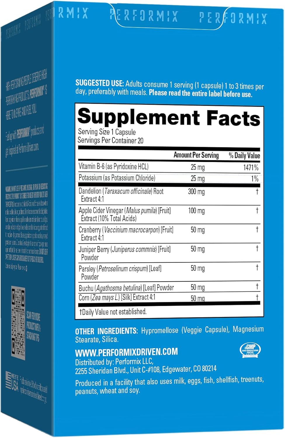 Performix SST Non-Simulant Diuretic Capsules - Reduce Water Retention & Bloating - Supports Urinary Tract Health - Dandelion & Apple Cider Vinegar