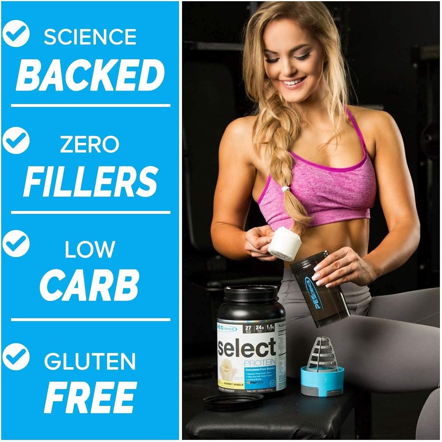 PEScience Select Cookies and Cream Low Carb Protein Powder - Keto Friendly & Gluten Free - 27 Servings