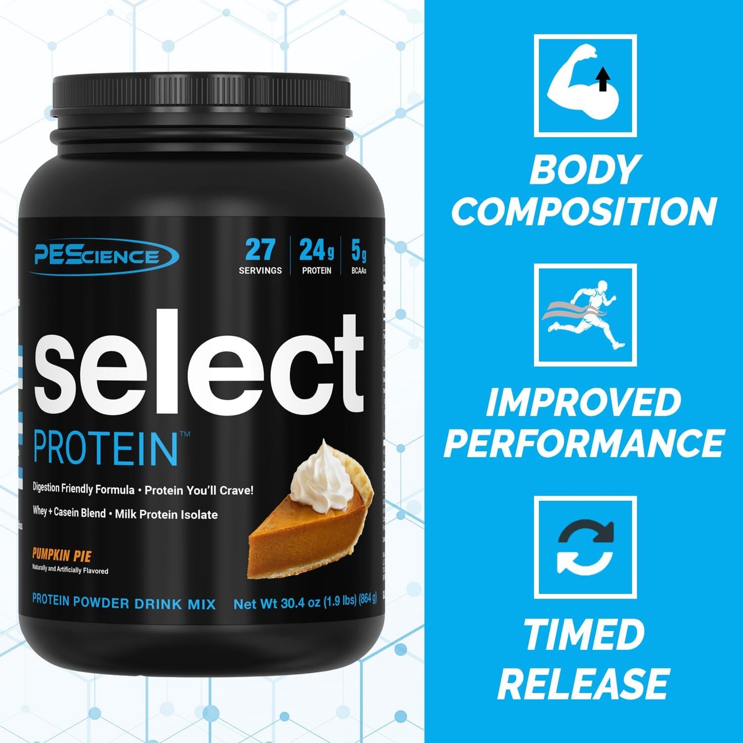 PEScience Select Pumpkin Pie Low Carb Protein Powder - 27 Servings, Keto & Gluten Free