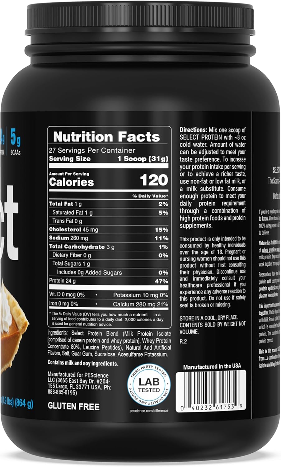 PEScience Select Pumpkin Pie Low Carb Protein Powder - 27 Servings, Keto & Gluten Free