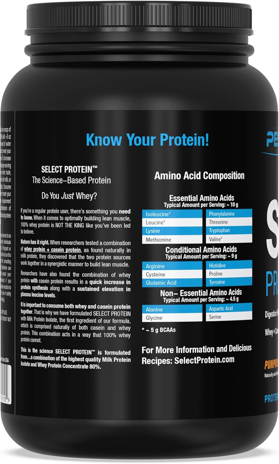 PEScience Select Pumpkin Pie Low Carb Protein Powder - 27 Servings, Keto & Gluten Free