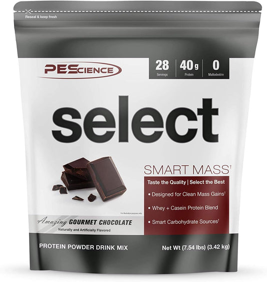 PEScience Select Smart Mass Protein Powder Supplement, Gourmet Chocolate Flavor, 28 Servings, Clean Mass Gainer, 3.25kg