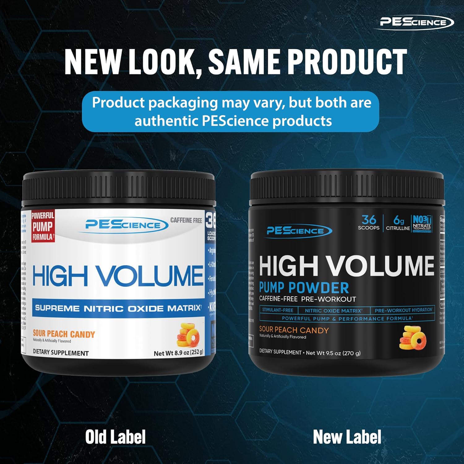 PEScience Sour Peach Candy High Volume Nitric Oxide Booster Pre Workout Powder - 36 Scoops