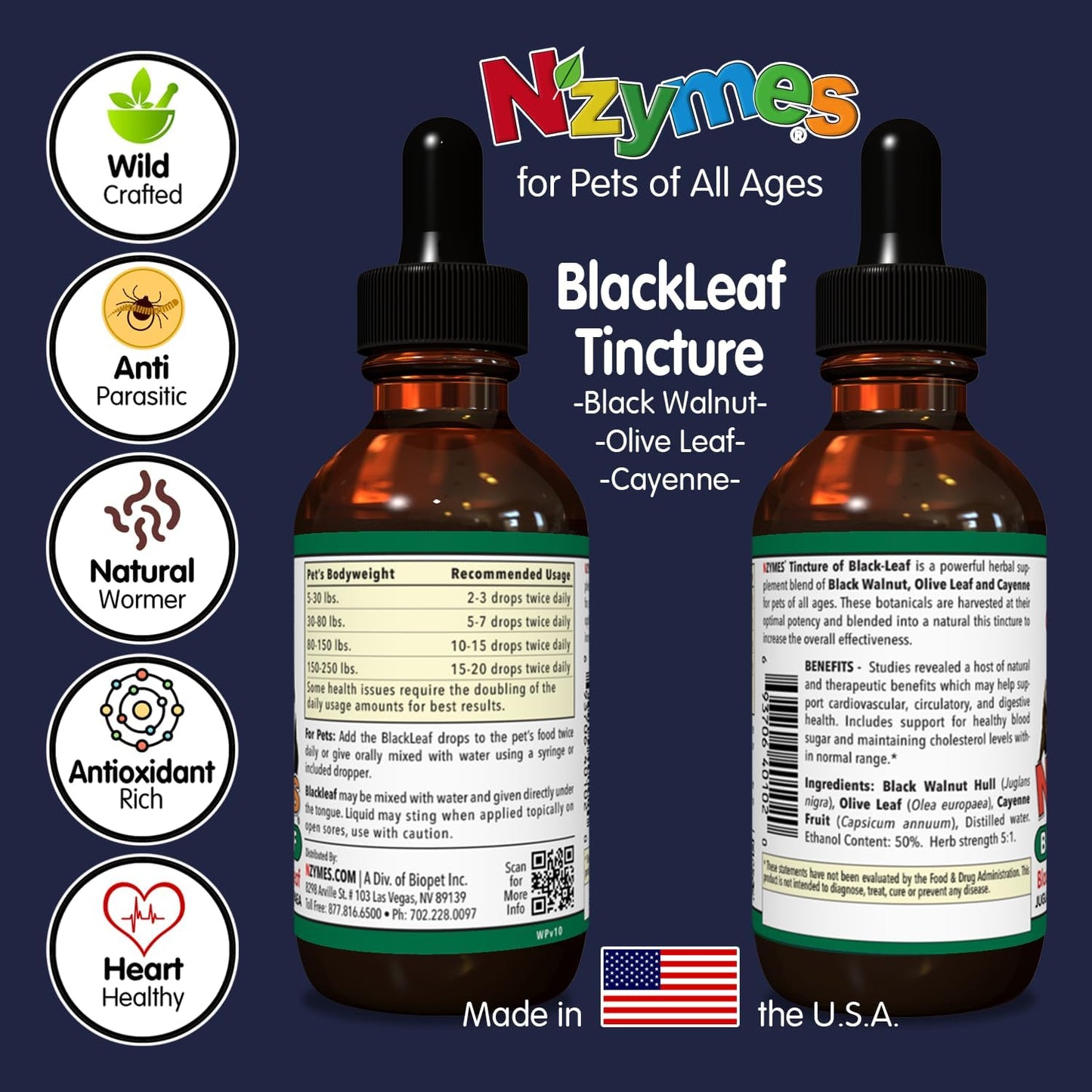 Pet-Friendly Nzymes BlackLeaf Tincture - Natural Relief for Pets