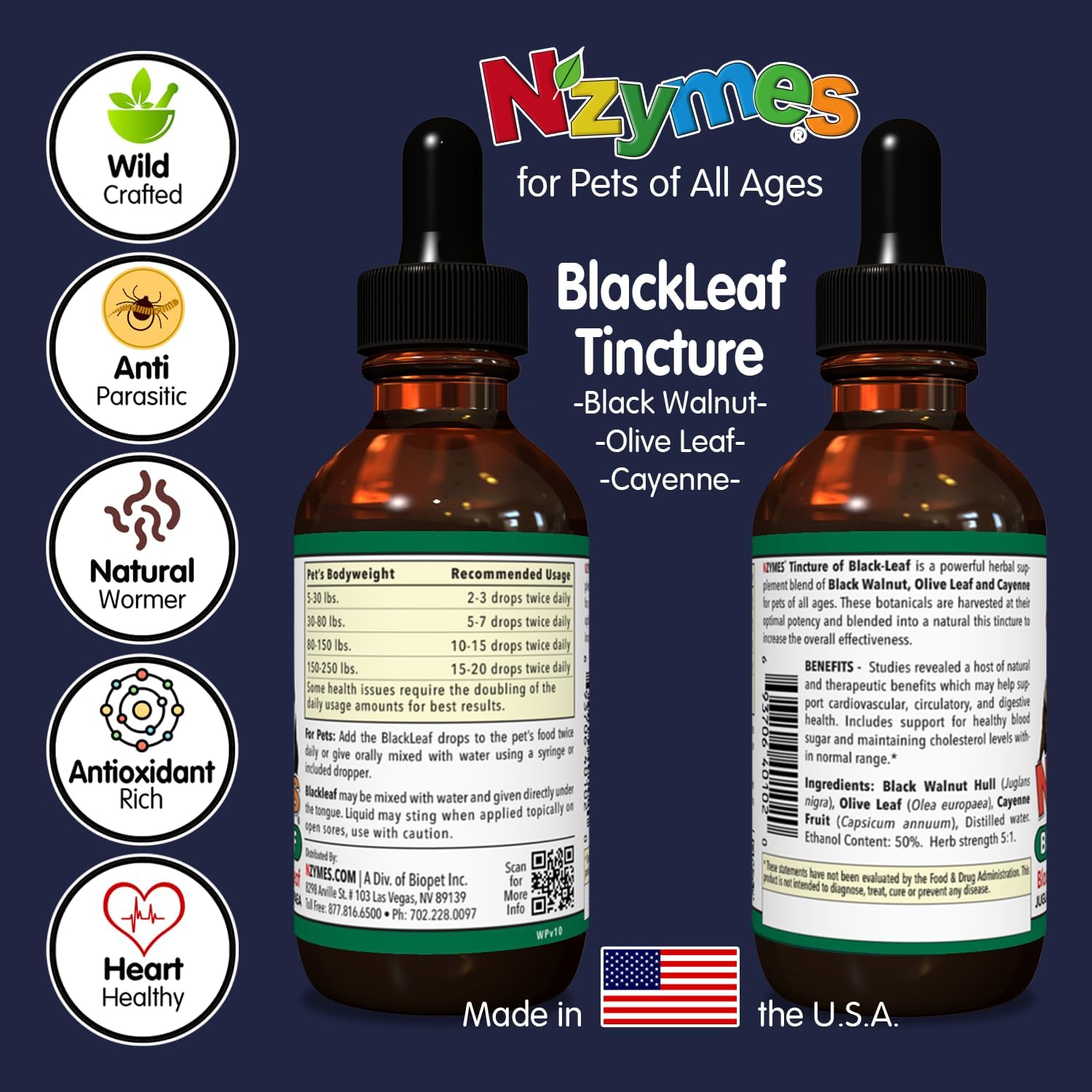 Pet-Friendly Nzymes BlackLeaf Tincture - Natural Relief for Pets