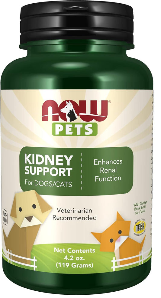 Pet Health Kidney Support Supplement for Cats & Dogs, 4.2-Ounce Powder - NASC Certified by NOW Foods