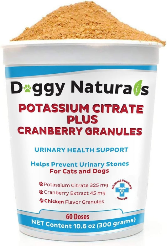 Pet Health Pharma Potassium Citrate Cranberry Granules 300gm - Urinary Tract Support for Cats and Dogs - Prevents Calcium Oxalate Stones - Made in U.S.A