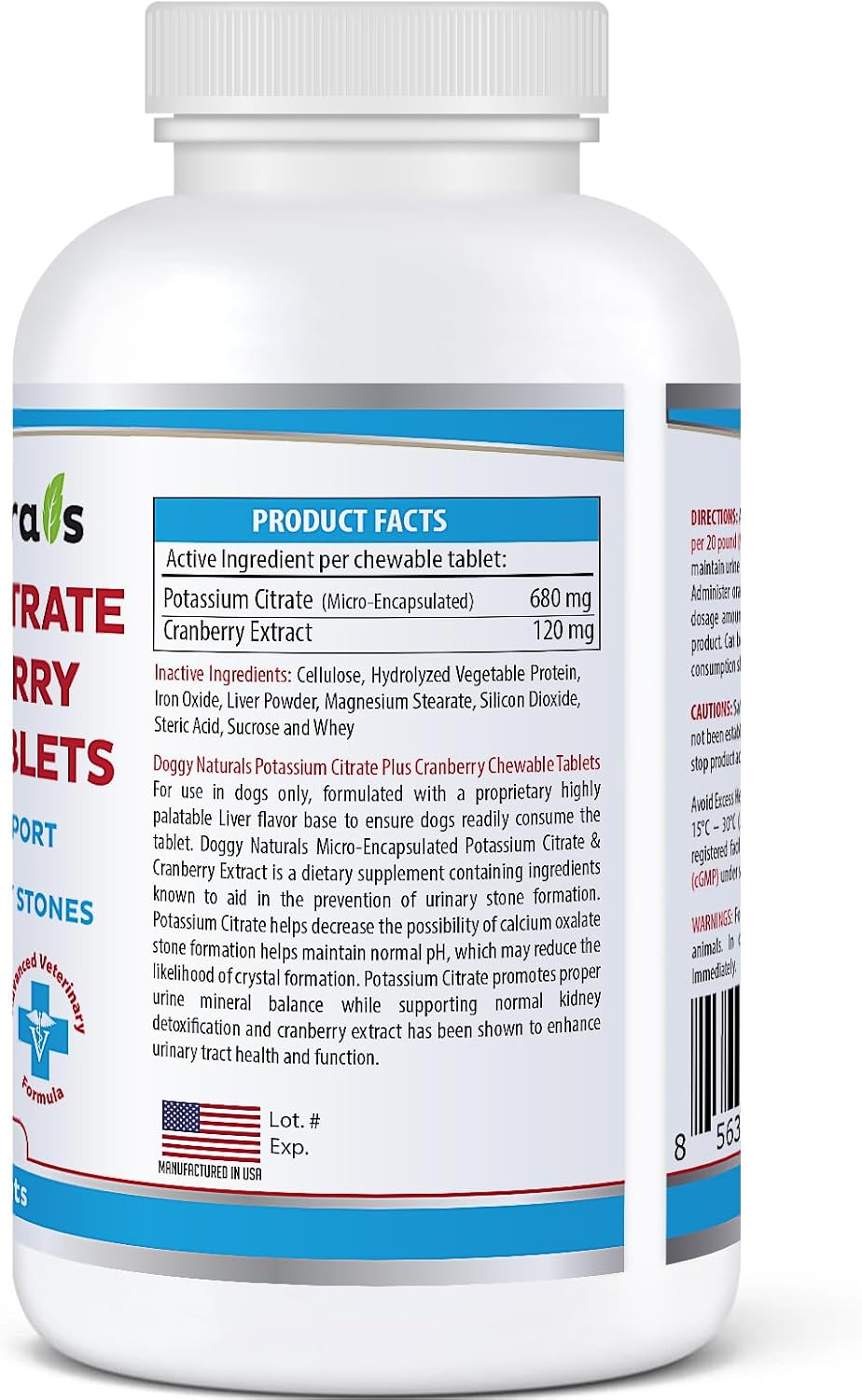 Pet Health Pharma Potassium Citrate & Cranberry Supplement for Dogs - 100 Tablets - Urinary Tract Support - Prevents Calcium Oxalate Stones - Bladder & Kidney Stone Deterrent - Made in USA