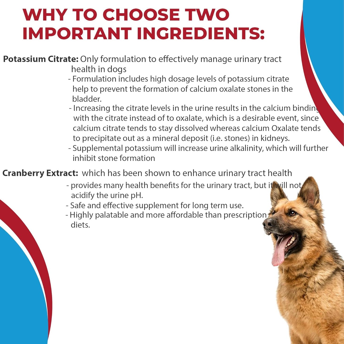 Pet Health Pharma Potassium Citrate & Cranberry Supplement for Dogs - 100 Tablets - Urinary Tract Support - Prevents Calcium Oxalate Stones - Bladder & Kidney Stone Deterrent - Made in USA