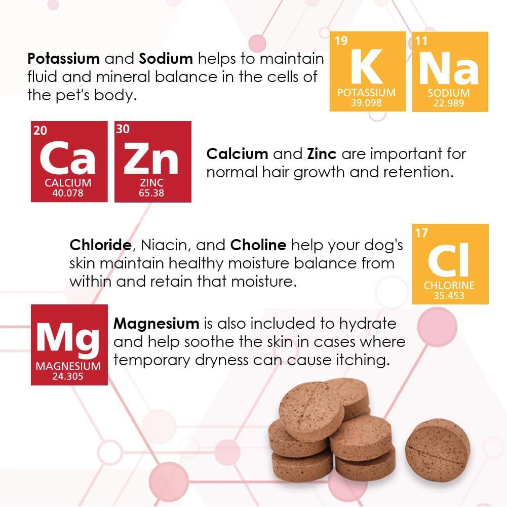 Pet Health Solutions Derm Tabs Extra Strength - 60 Chewable Tablets with Natural Oils, Vitamins, Minerals, Antioxidants - Promote Healthy Skin & Reduce Shedding