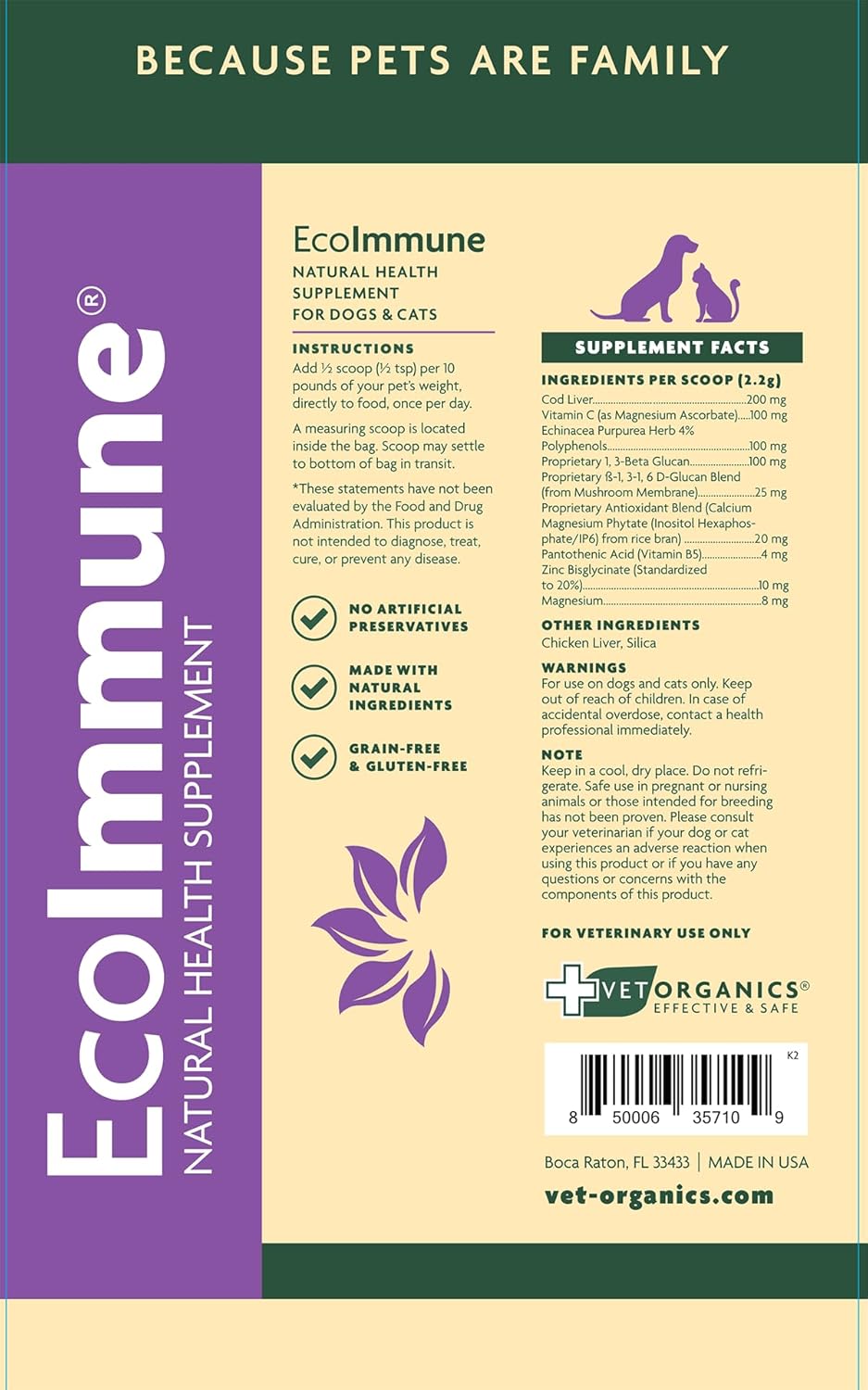 Pet Immune System Support Supplement - Natural Ingredients for Healthy Dogs & Cats - Easy to Add to Food - 4 oz