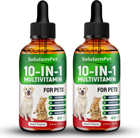 Pet Liquid Multivitamin for Dogs and Cats - 2 Pack | Vitamin for Pets - Cat Supplements for Health and Wellness