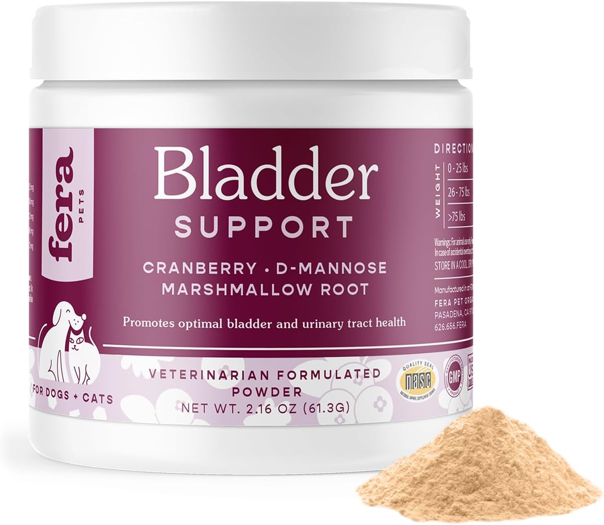 Pet Organics Bladder Cranberry Supplement for Dogs & Cats - Vet Formulated - Supports Kidney & Urinary Health - D-Mannose & Cranberry - 60 Scoops