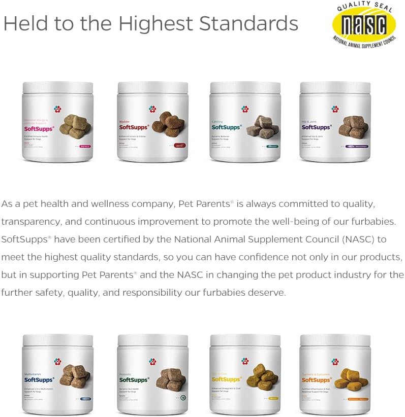 Pet Parents® Skin & Coat SoftSupps® Dog Supplement with Omega 3 Fish Oil, Vitamin E, Biotin - 90ct Skin Vitamins for Itch Relief & Skin Care