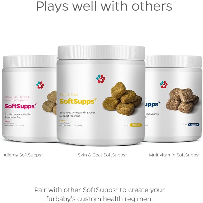 Pet Parents® Skin & Coat SoftSupps® Dog Supplement with Omega 3 Fish Oil, Vitamin E, Biotin - 90ct Skin Vitamins for Itch Relief & Skin Care