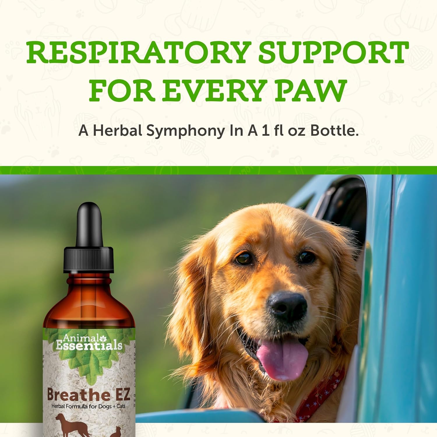 Pet Respiratory Support Supplement for Dogs & Cats - Improve Breathing & Respiration with Breathe EZ - 1 Fl Oz