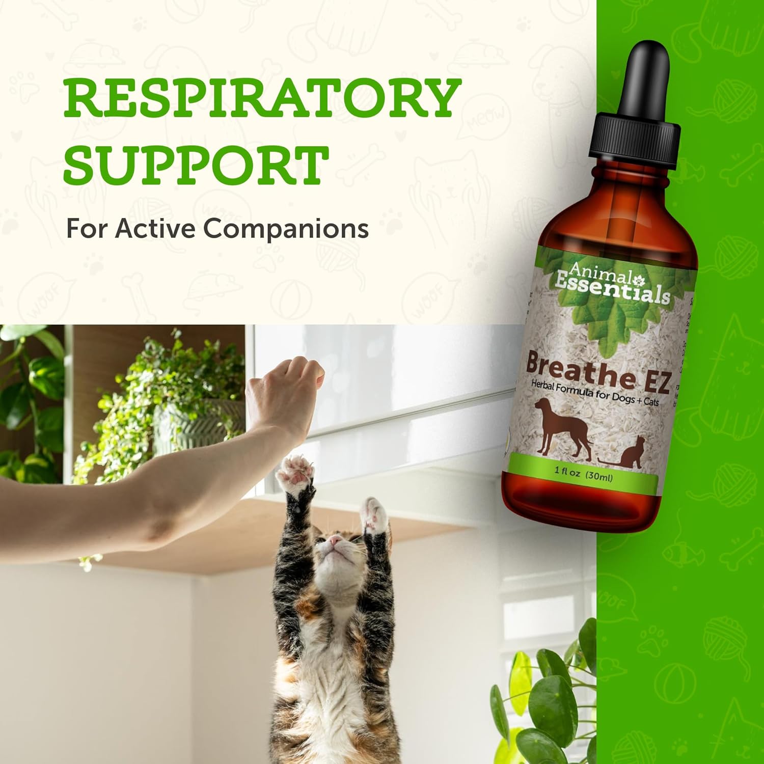 Pet Respiratory Support Supplement for Dogs & Cats - Improve Breathing & Respiration with Breathe EZ - 1 Fl Oz