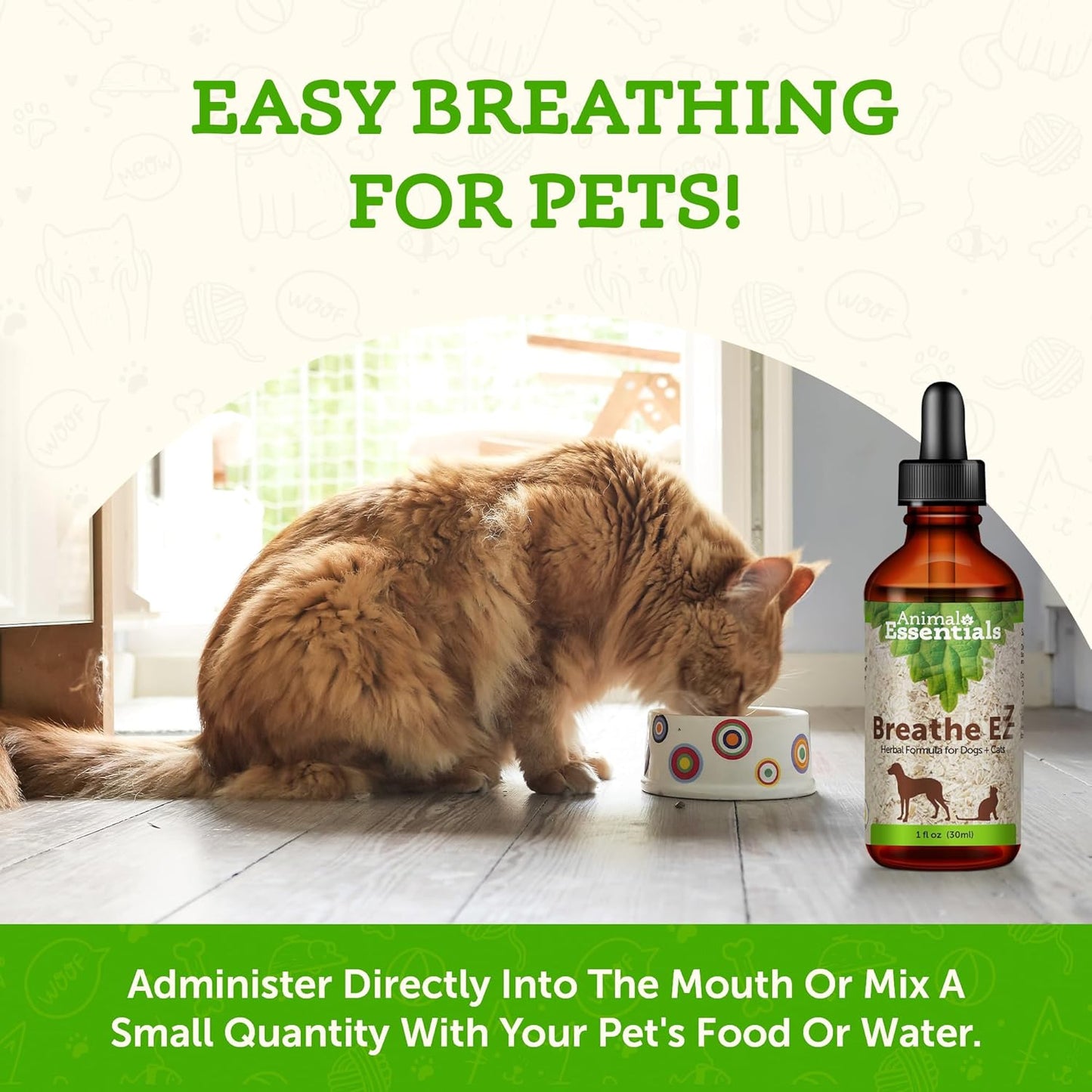 Pet Respiratory Support Supplement for Dogs & Cats - Improve Breathing & Respiration with Breathe EZ - 1 Fl Oz