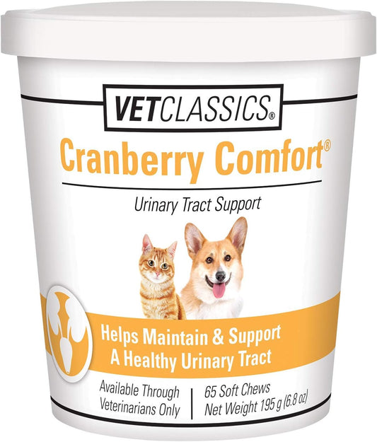 Pet Supplement for Urinary Tract Health - Cranberry Comfort Soft Chews for Dogs and Cats - Supports Bladder Control and Incontinence - 65 Count