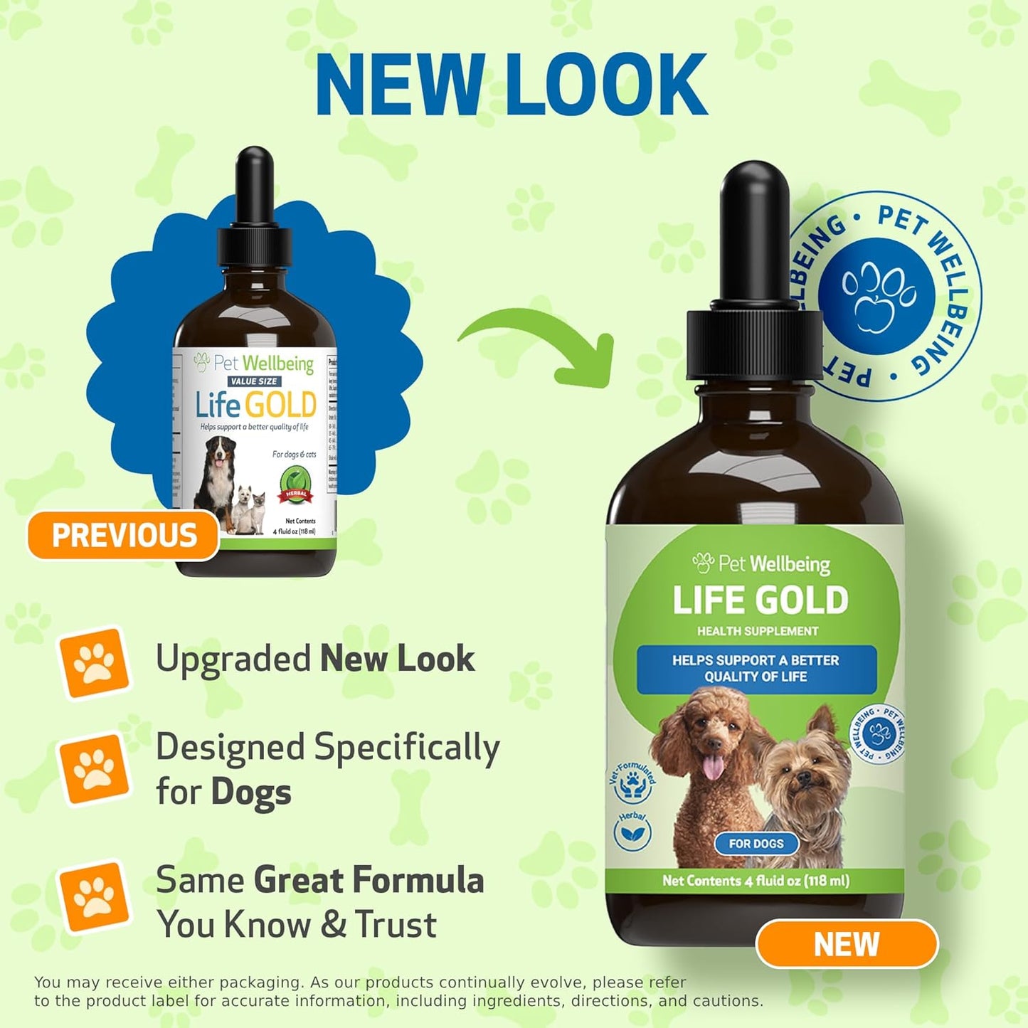 Pet Wellbeing Life Gold for Dogs - Herbal Supplement for Immune Support, Antioxidants, Cellular Health, and Detoxification - Veterinarian Formulated - 4 oz