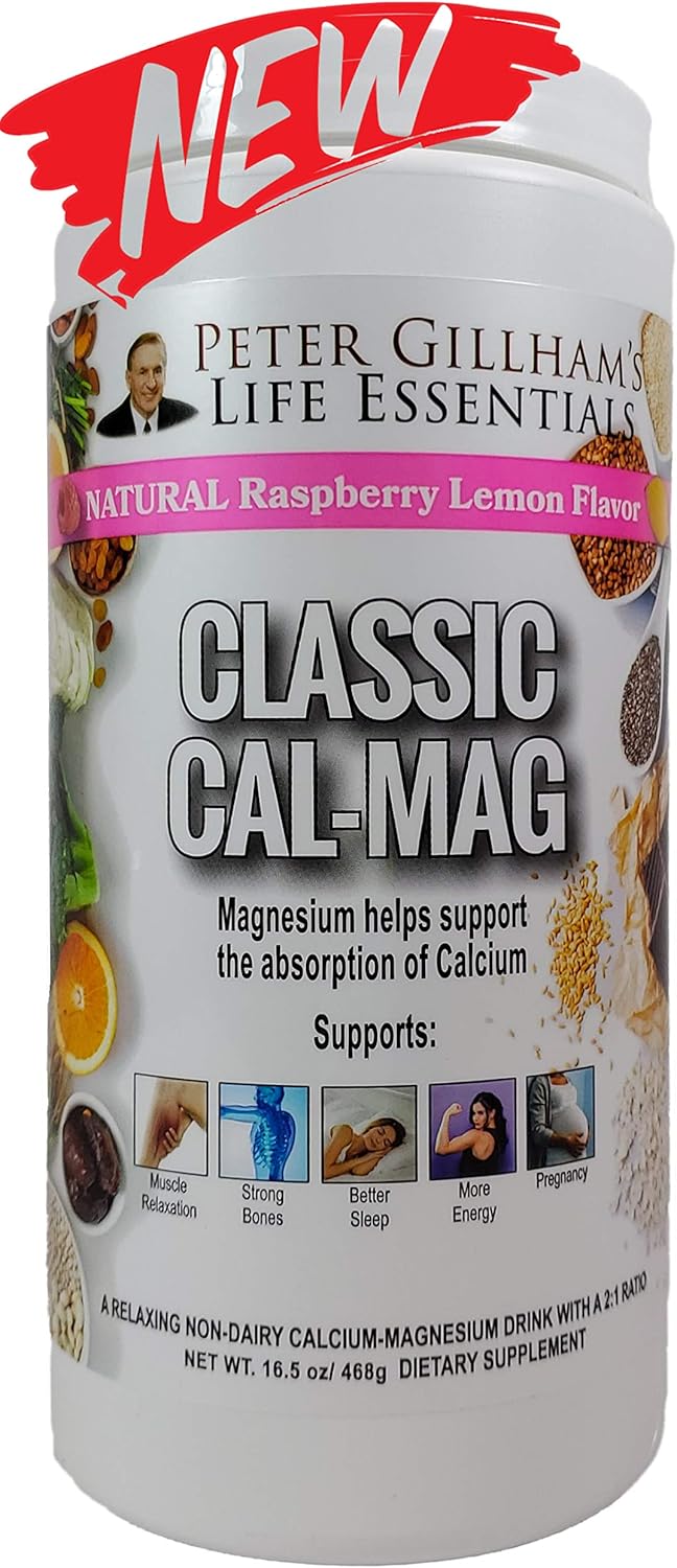 Peter's Choice Classic Cal-Mag Powder Raspberry Lemon 16.5oz - Sleep & Stress Aid for Muscle Relaxation, Leg Cramps, Bones & Teeth - Made in USA