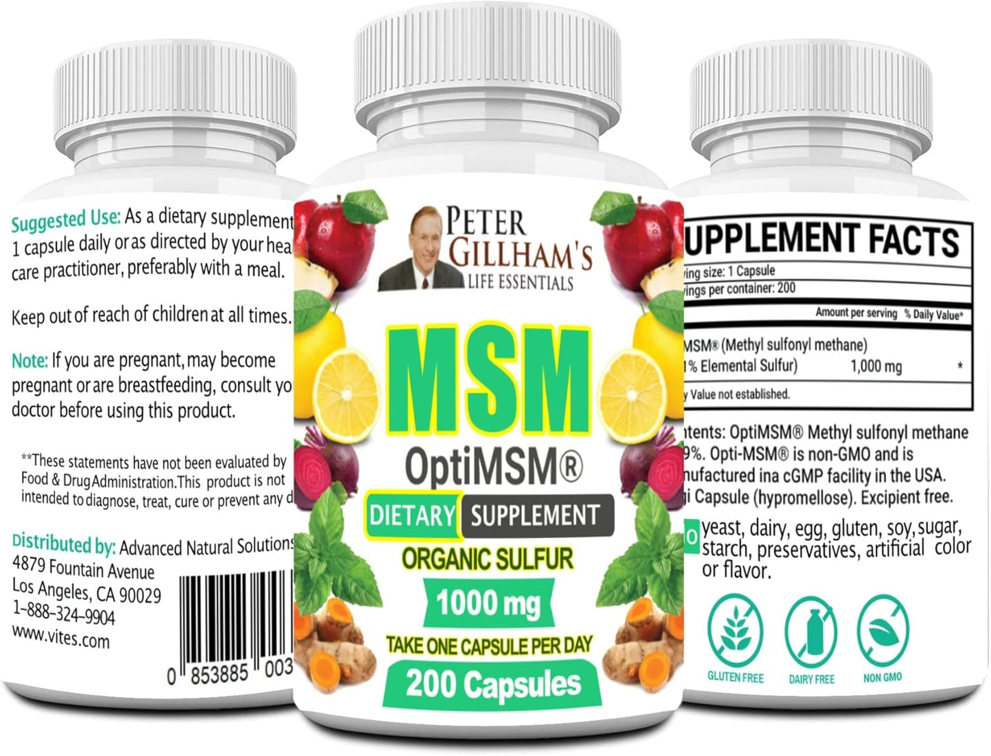 Peter's Choice MSM 1000mg Capsules - Pure Joint & Tissue Health Support - USA Made